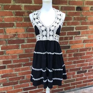 Anthropologie Nick & Mo Crochet Halter Dress Sz s